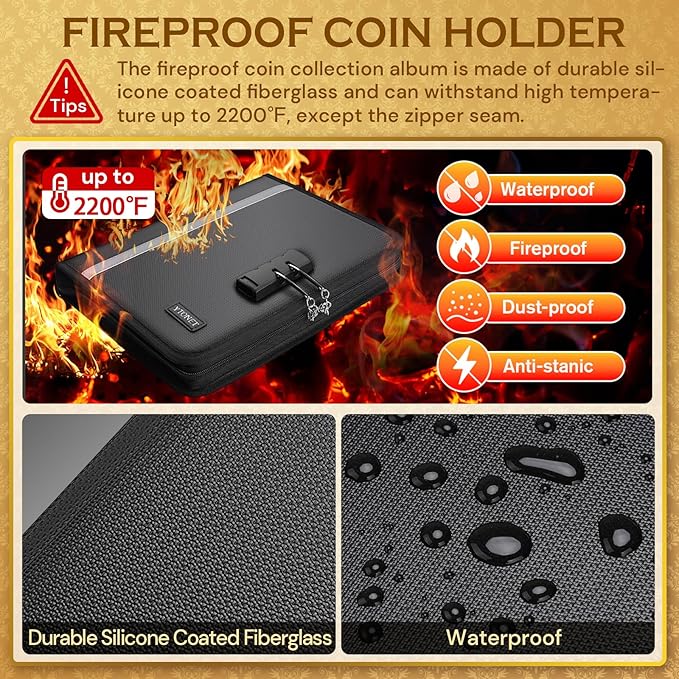 Coin Collection Book Holder for Collectors, Fireproof Coin Collection Supplies - Image 2