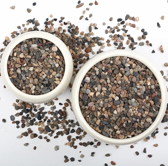 40LB Natural River Rocks, 1/4" Aquarium Gravel, Small Pebbles by LOOIOOJ