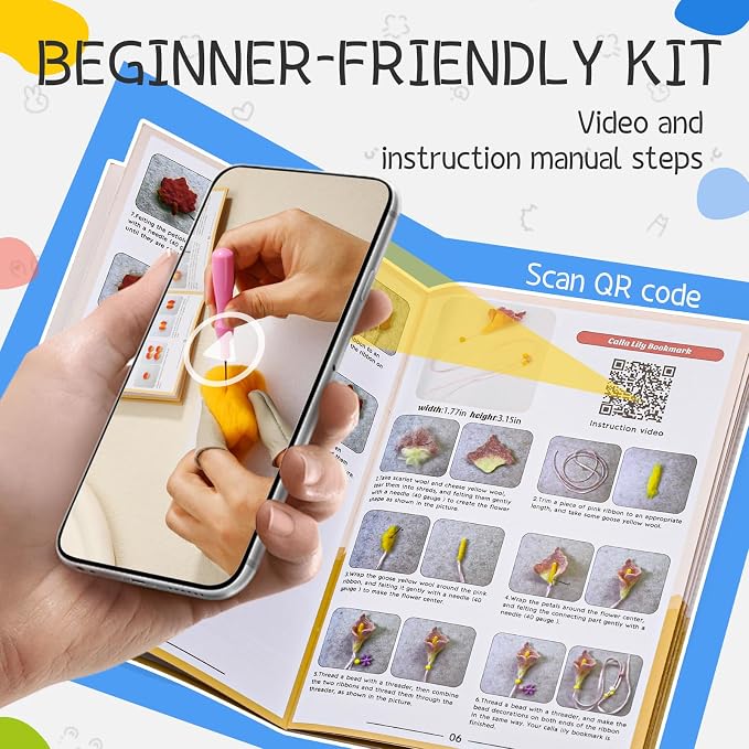 OEHPICC Needle Felting Kit, 7 Style Flower & Plant Bookmark Wool Felting Kit - Image 4