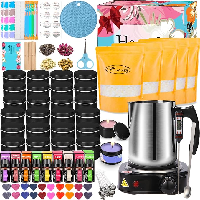 Haccah Candle Making Kit with Wax Melter, DIY Arts&Crafts Gift by CandleMakingKits