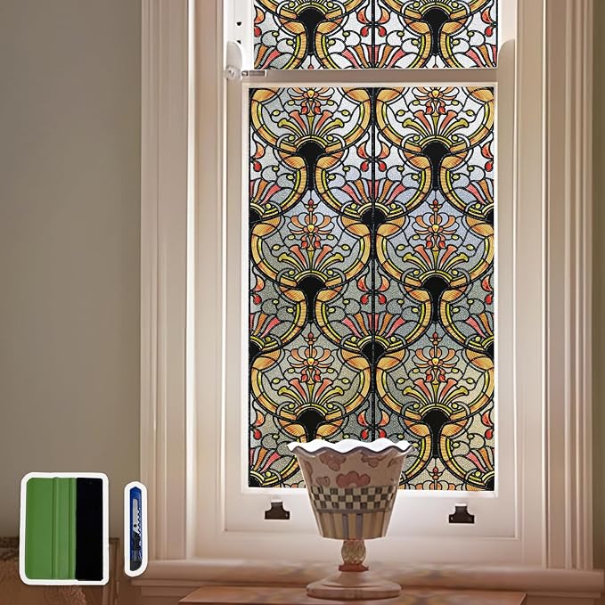 3D Vintage Stained Glass Window Film by ChicSkin