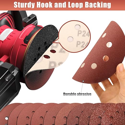240 Grit 5 Inch Sanding Discs Hook and Loop Sandpaper, 150 PCS 8 Hole Adhesive Fine Sand Paper for Random Orbital Sander