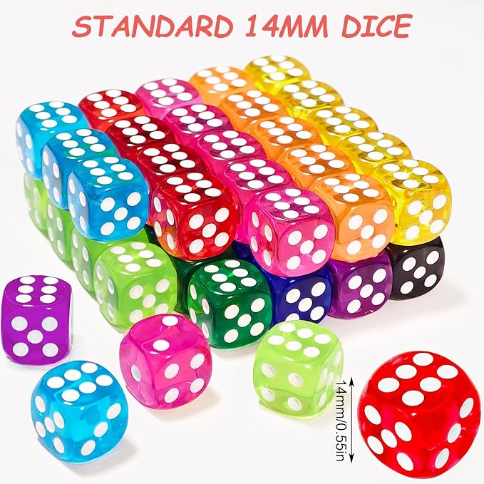 100 Pieces Colored Dice Bulk Set 14 MM 6 Sided Standard Dices - Image 3