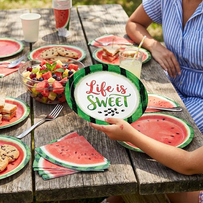 40Pcs Watermelon Birthday Plates and Napkins Set Disposable Fresh Fruit Melon - Image 5