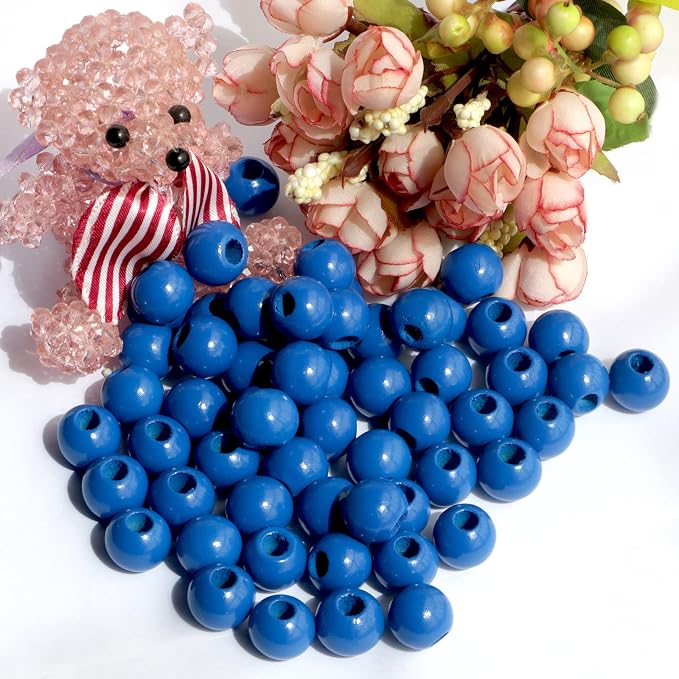 240Pcs 16mm Navy Blue Wood Beads - Image 2