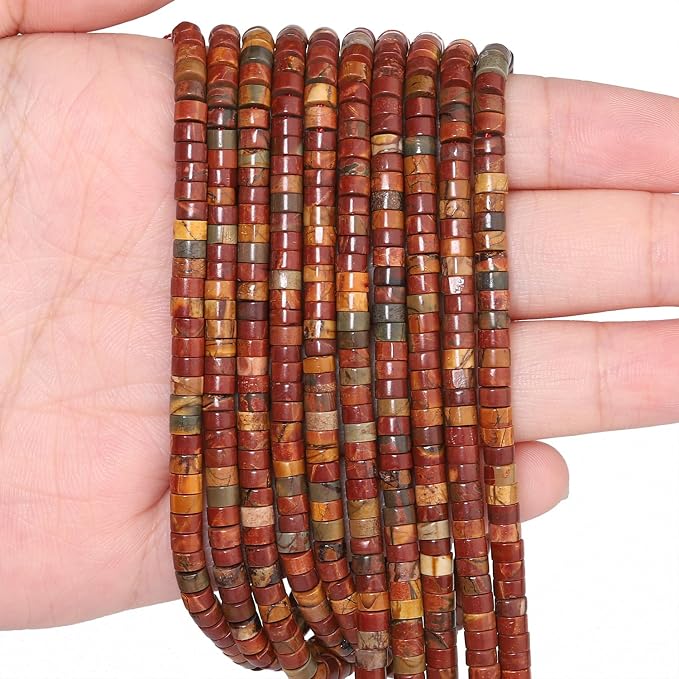 150Pcs 4×2mm Natural Picasso Jasper Spacer Stone Beads by Nitopupu