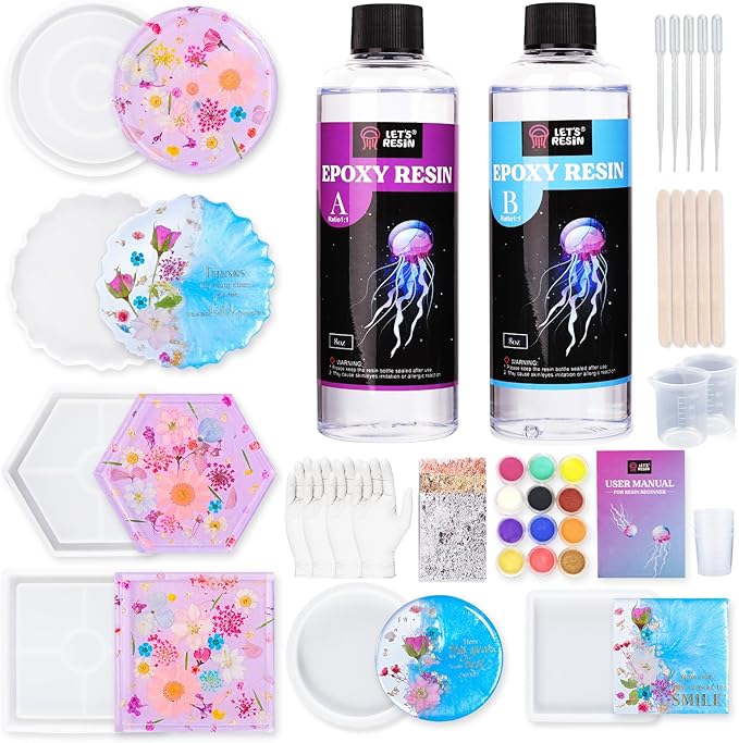 LET'S RESIN 16oz Epoxy Resin Coaster Kit by LETSRESIN