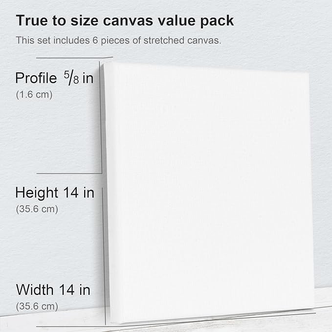 PHOENIX Stretched Canvas for Painting 14x14 Inch/6 Value Pack, 8 Oz Triple - Image 3