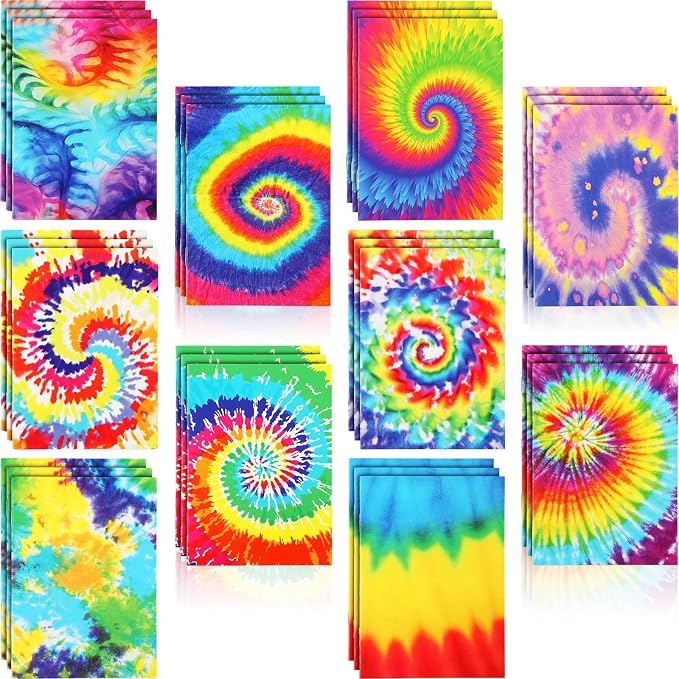 Tenceur 50 Pcs Mini Tie Dye Notepads Pastel Notebooks Small Multicolor Style by Tenceur