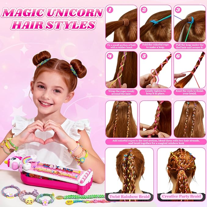 Unicorn Toys for Girls Age 4-6 6-8 8-12, 2-in-1 Friendship Bracelet Making Kit - Image 4