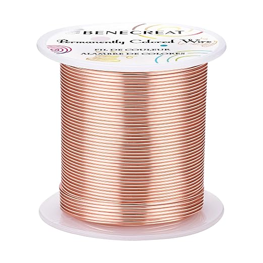 BENECREAT 18 Gauge 32 Yards Jewelry Beading Wire Tarnish Resistant Copper Wire by BENECREAT