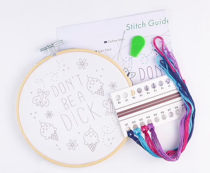 FUNATIC Don't Be A Dick Embroidery Kit | Funny Beginner Needle Work Starter Set - Image 2
