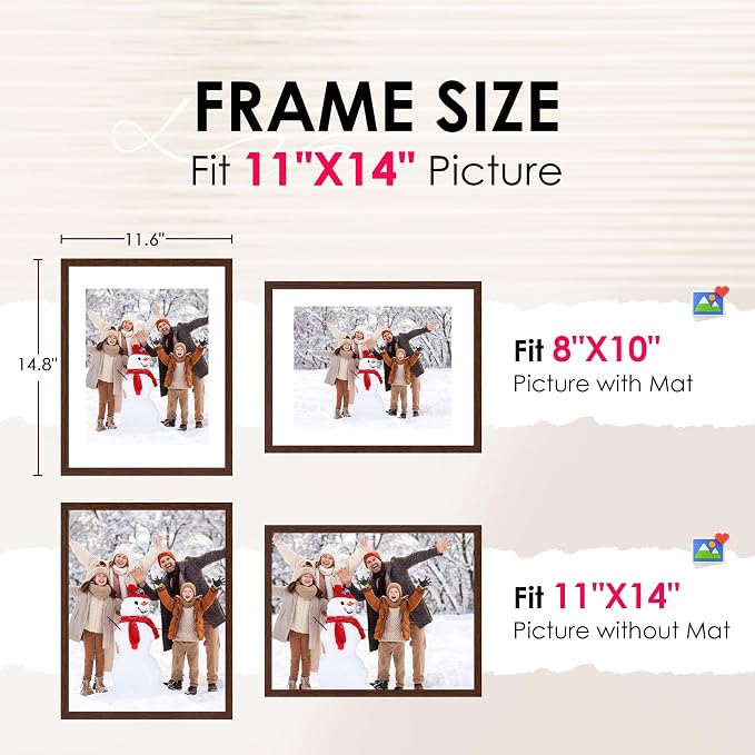 FIXSMITH 11x14 Picture Frame Set of 2, Photo Frame - Image 2