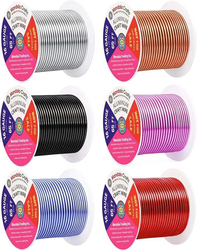 Mandala Crafts 16 GA Red Copper Black Assorted Anodized Aluminum Craft Wire | by MandalaCrafts