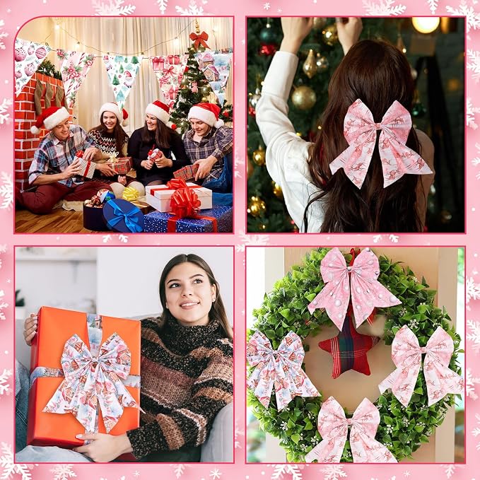 HunnmingRe 20 Pcs 10''x10'' Pink Christmas Quilting Fabric Square Santa Claus - Image 6