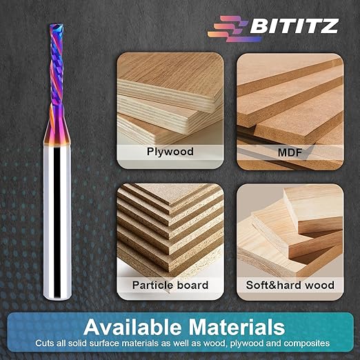 2PCS 1/4 Inch Shank Up/Down Cut Spiral Router Bit | 1/8 Inch Cutting Dia x 3/4 Inch Length | Long-Life Coating - CNC Router Bits for Precision Engraving & Mortising