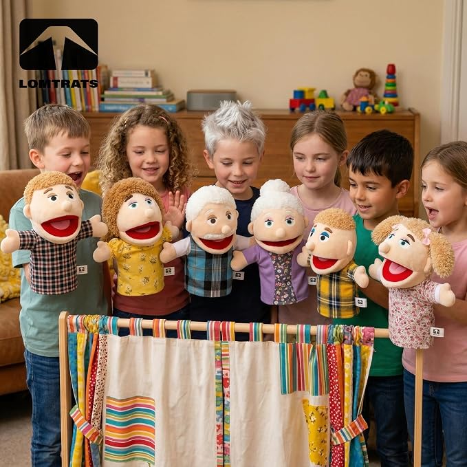 Family Hand Puppets for Kids, Includes Grandpa, Son - Image 6