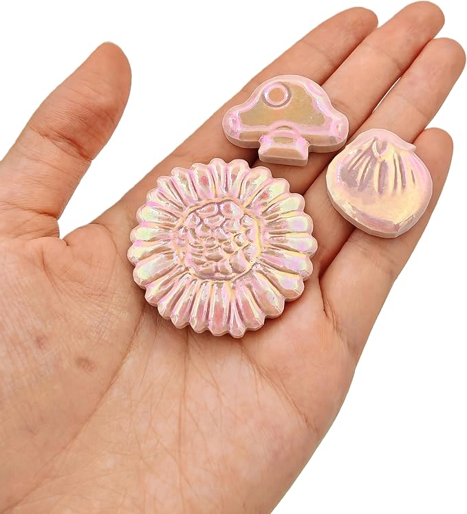 500g/1.1lb Ceramic Mosaic Tiles Mixed Shapes of Flowers, Mushrooms - Image 4