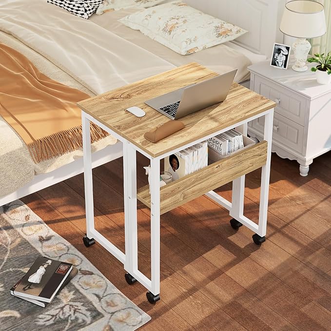 GreenForest Folding Desk with Wheels, 24.8" Rolling Table - Image 2