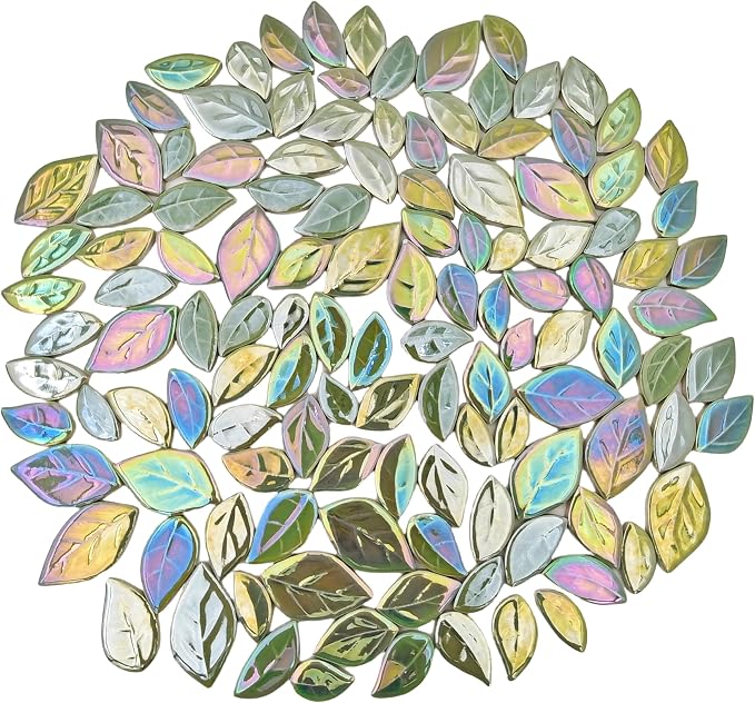 500g/1.1lb Leaf-Shaped Ceramic Mosaic Tiles, Ceramic Mosaic Pieces - Image 2