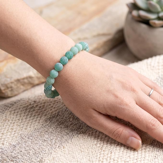 48pcs Natural Matte Green Oxidized Gemstone Beads，8mm Frosted Round Loose Stone - Image 6