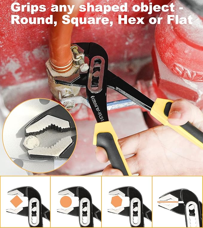 DOWELL 4-Piece Pliers Set - 8 & 10-Inch Combination, Locking & Groove Joint Pliers, Adjustable Wrench, Tool Pouch