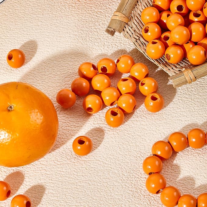 240pcs 16mm Wood Beads for Craft Orange Color DIY - Image 2