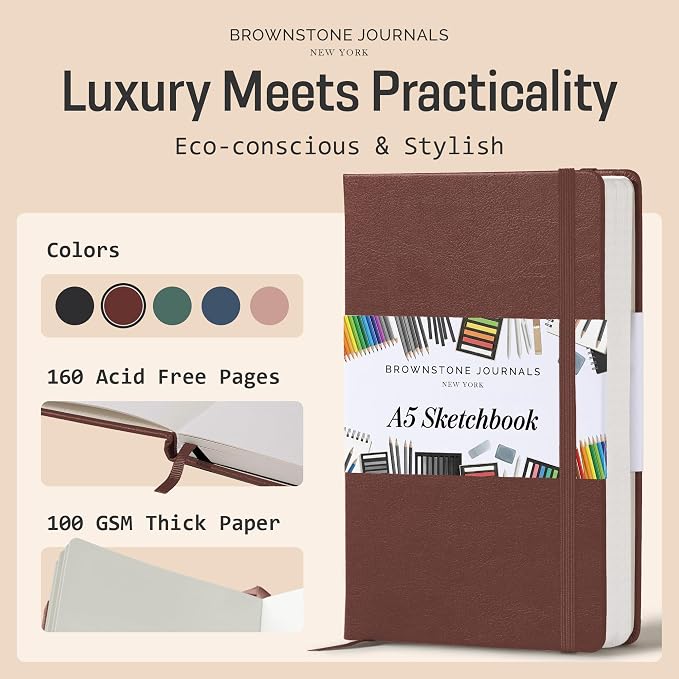 BROWNSTONE JOURNALS A5 Sketch Book Hardcover - Image 2