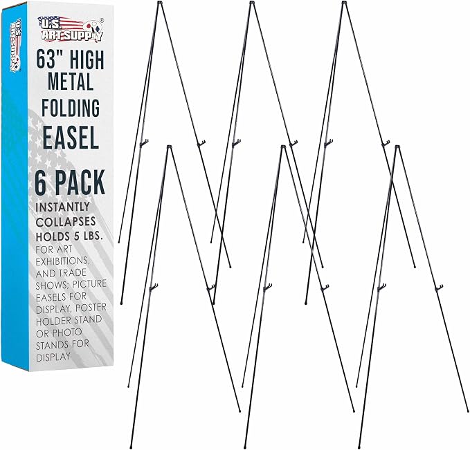 U.S. Art Supply 63" High Metal Folding Display Easel by USArtSupply