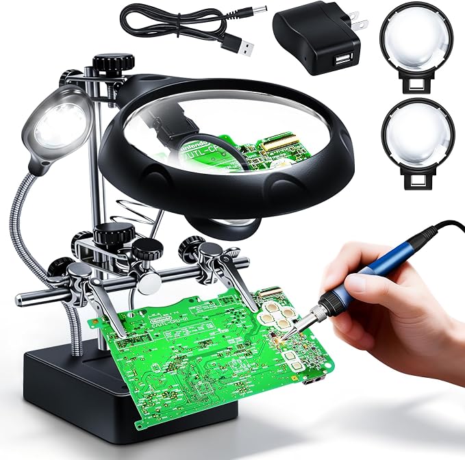 Helping Hands Magnifier Soldering Station by LXIANGN