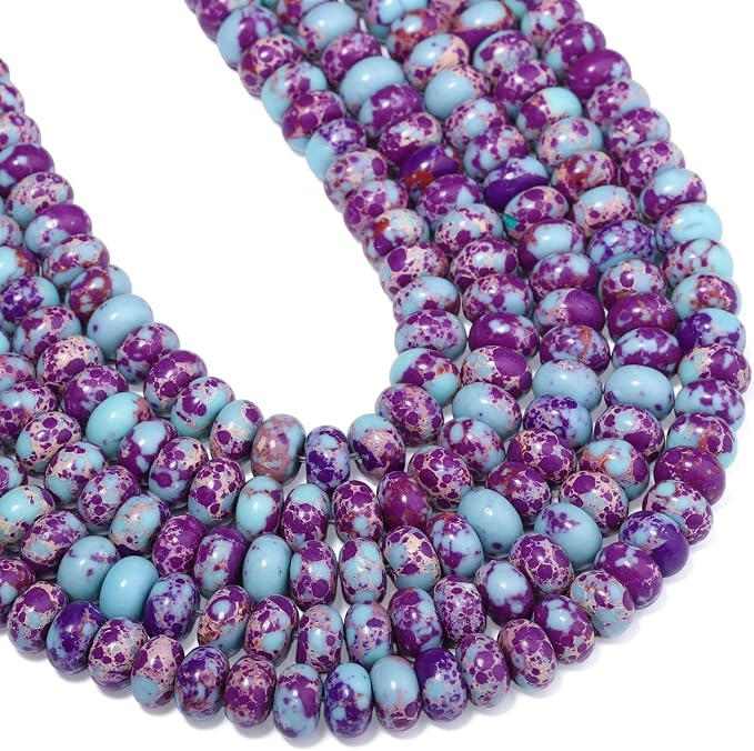 Songxi 5x8mm Natural Blue Purple Emperor Stone Rondelle Beads, Gemstone - Image 7