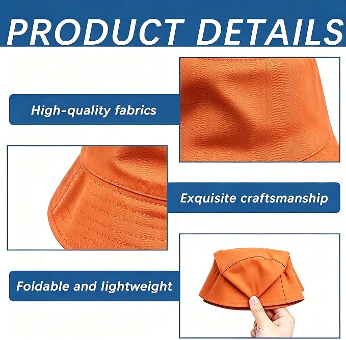 Bucket Hats Bulk Solid Color DIY Blank Hat Bucket Hats - Image 2