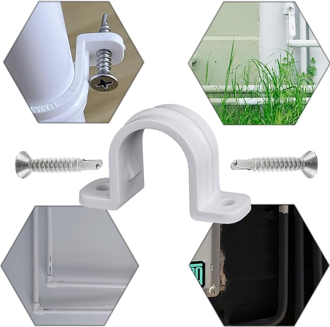 30 Pcs Conduit Pipe Strap clamp,Plastic Pipe Clamps SCH 3/4 inches(25 MM), Two Hole Plastic Pipe Clip Non-Metallic Conduit Pipe Conduit Clamps Pipe clamp PVC Conduit Clips