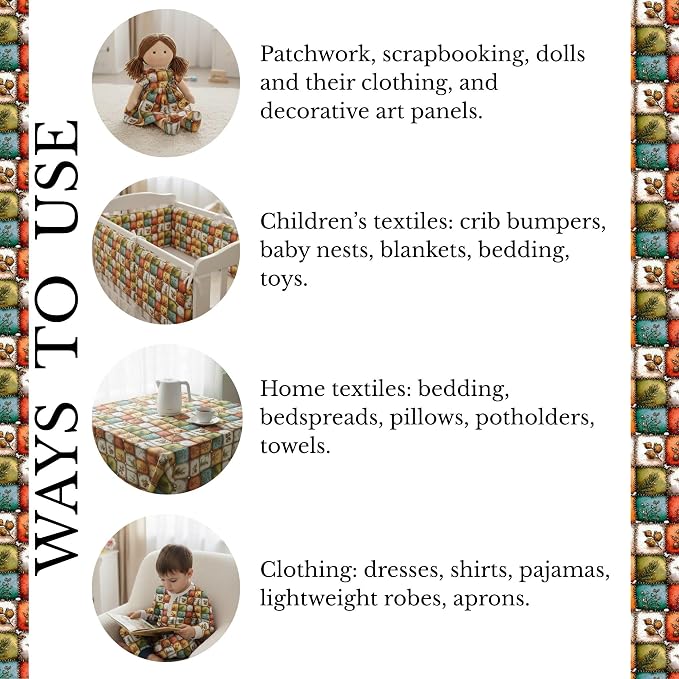 Autumn Forest Patchwork Cotton Fabric Panel – 61 × 36.6 Inches, 100% Cotton 140 - Image 9