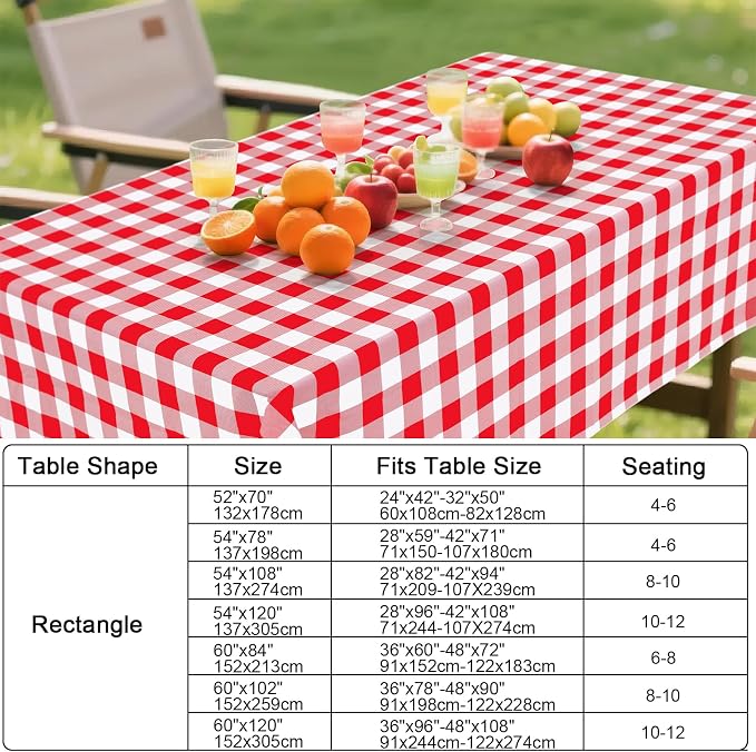 Smiry Rectangle Table Cloth, Waterproof Vinyl Tablecloths - Image 7