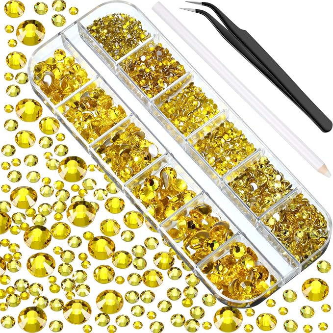 2000 Pcs Lemon Yellow Crystal Rhinestones Bulk by TecUnite
