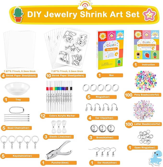 286 PCS Shrink Art Paper Kit Includes 14 PCS Shrink Plastic Sheets and 272 PCS - Image 2
