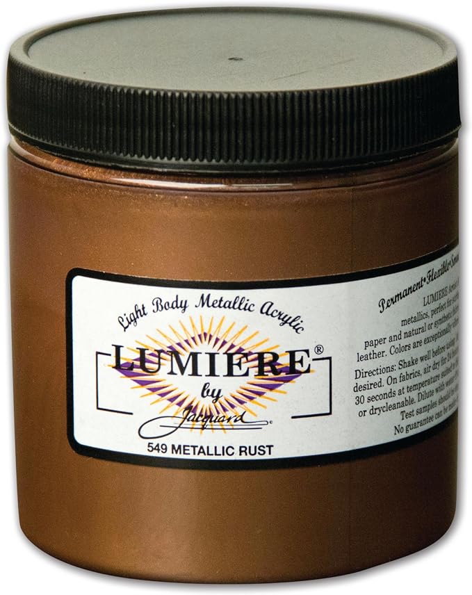 Jacquard Lumiere 8oz Fabric Paint Metallic Rust by Jacquard