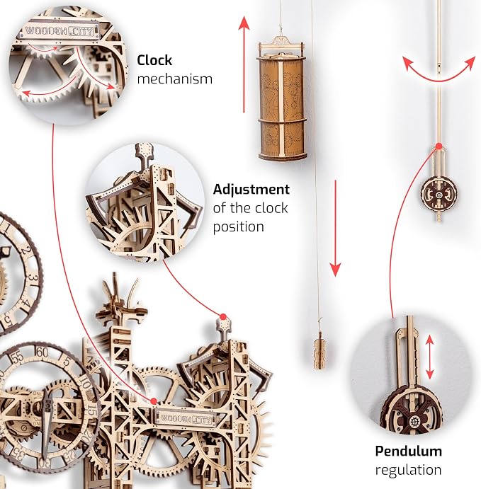 WOODEN.CITY Steampunk Wall Clock Kit – 3D Wooden Puzzle - Image 4