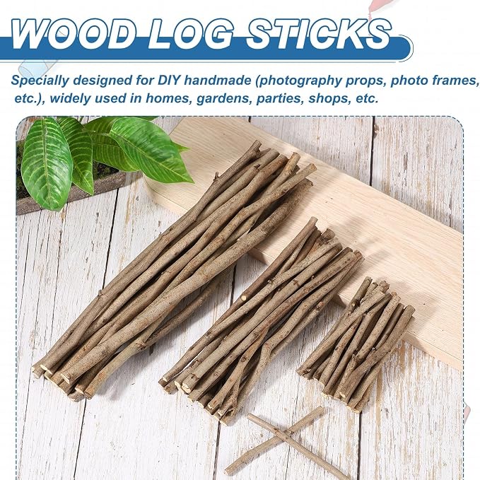PATIKIL 25 Pcs 4inch Wood Log Sticks, 0.2-0.31inch in Diameter Natural Driftwood - Image 4