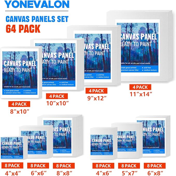 Canvas for Painting, 64 Pack Multi-Size Painting Canvas Board Art Supplies for - Image 2