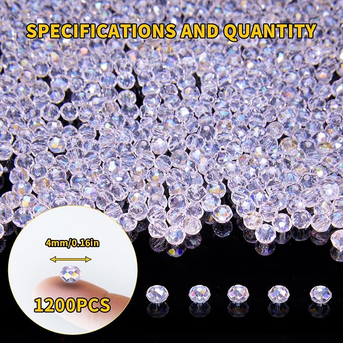 1200Pcs 4mm Crystal Glass Beads - Image 2