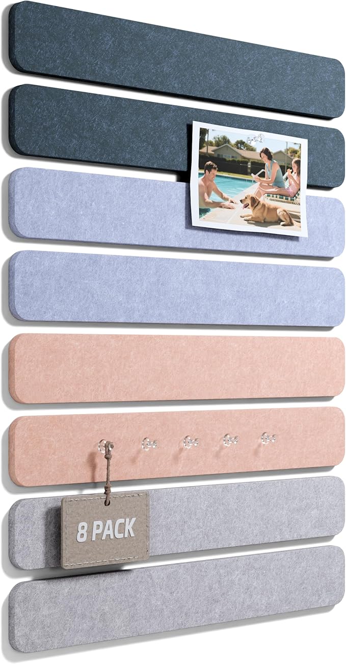 Fluxynara Cork Board Alternative Felt Strip Board 8-Pack 13"x2", Office Pin by FLUXYNARA