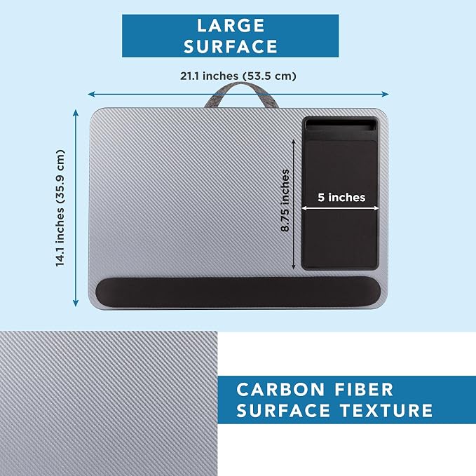 LAPGEAR Home Office Pro Lap Desk – Silver Carbon, Fits 15.6” Laptops - Image 5