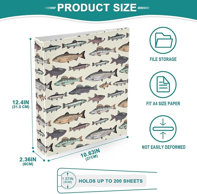 Sea Fish Round Ring Binders Ocean Creatures 3 Ring Clipboard Binder - Image 4