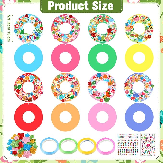 Hollowfly 48 Sets Spring Craft Kits Bulk DIY Spring Wreath Hanging Ornaments - Image 3
