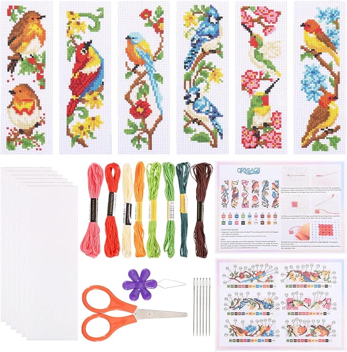 ORIGACH 6 Set Birds Cross Stitch Bookmark Kit by ORIGACH