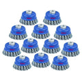 SALI 12 Pack Wire Cup Brush, 3 Inch Twisted Knotted Cup Brush for Grinders, with 5/8-11 Inch Arbor for Heavy Cleaning Rust, Stripping and Abrasive, for Angle Grinder