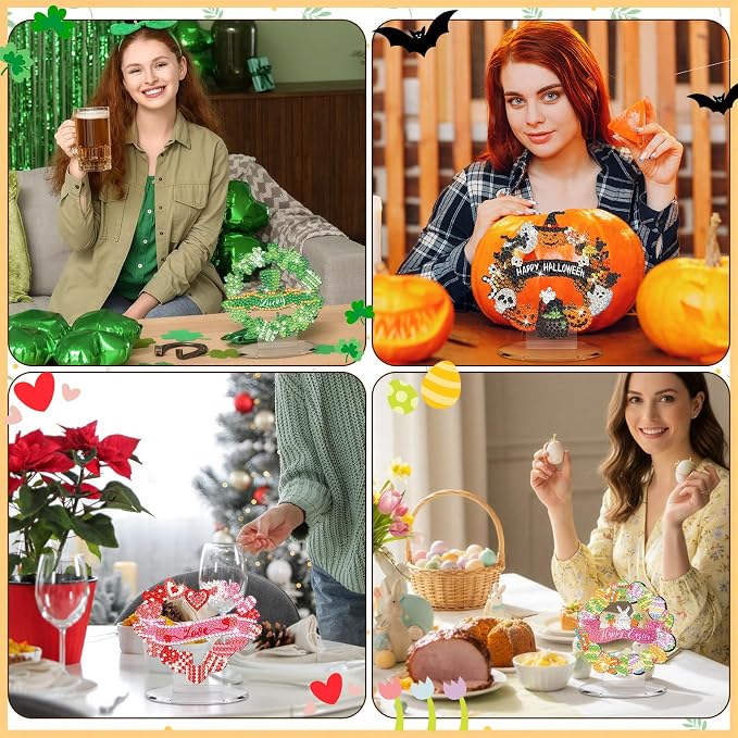 YooNotee 12 Sets Interchangeable Seasonal Diamond Art Tabletop Decorations - Image 5