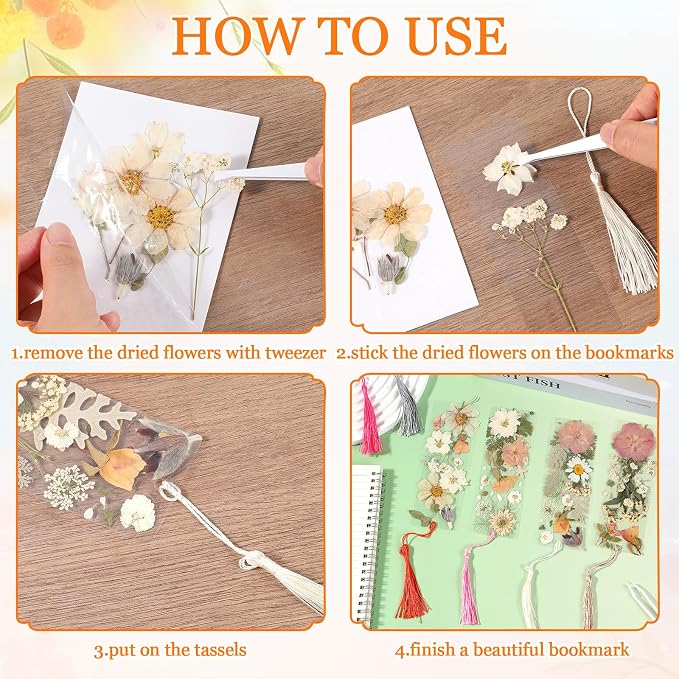 20 Sets Dried Flower Bookmark Making Kit Transparent Bookmark DIY Projects - Image 4